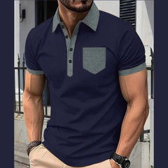 Navy-Blue Collar Style Contrast Pocket Designer Summer Tshirt MSDTS-07