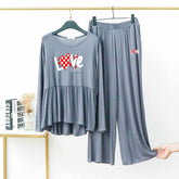 Peplum-Style Big-Printed 2-Pcs Lounge And Night Wear Suit. WLW-11