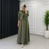 Drop Shoulder Short Jacket Maxi Style 2-Pcs Winter Co-Ord Set. WWTS-15 V3