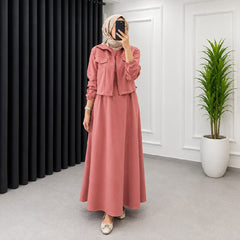 Drop Shoulder Short Jacket Maxi Style 2-Pcs Winter Co-Ord Set. WWTS-15 V3