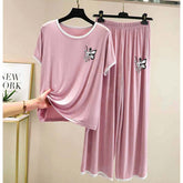 Contrast Tape-Style Logo-Printed 2-Pcs Lounge And Night Wear Suit. WLW-07