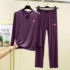 Tie Piko-Style Logo-Printed 2-Pcs Lounge And Night Wear Suit. WLW-16