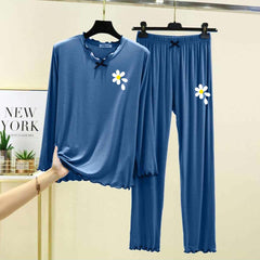 Tie Piko-Style Logo-Printed 2-Pcs Lounge And Night Wear Suit. WLW-16