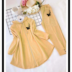 Skin Butterfly Printed Hooded Zipper Style 2-Pcs Winter Tracksuit For Her. MB-01