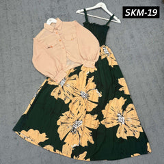 Short Koti & Printed Smoky Maxi Style Western 2-Pcs Stiched Suit. SKM-19