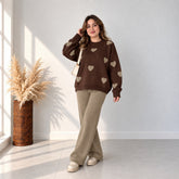 Heart Printed Sweat Style Premium Quality 2-Pcs Winter Tracksuit For Her. WWTS-20