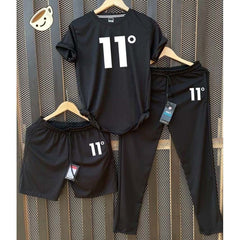 Black 11-Degree Bundle Of 3 Dry-Fit Premium Quality Summer Suit.
