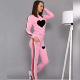 Multi Stripe Heart Printed 2-Pcs Summer Suit For Her.