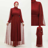 Turkish Net Pearls Belt Style Heavy-Flair Long-Length Maxi.