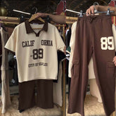 Cali-89 Collar Cargo Style Western 2-Pcs Summer Tracksuit For Her. WSTS-05