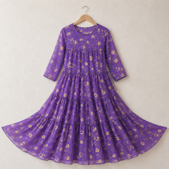 Atlantic Printed Shafoon Long Patch-Work Style Maxi. ZESM-01