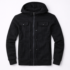 Ripped Style Hooded Winter Zipper Jacket.
