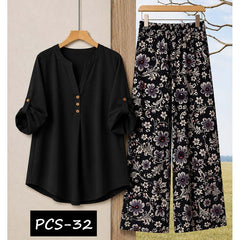 Binara Printed Western Shirt Style 2-Pcs Stiched Co-Ord Set. PCS-32