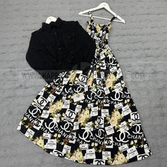 Short Koti & Printed Smoky Maxi Style Western 2-Pcs Stiched Suit. SKM-12