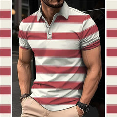 Imported 3D Stripe Printed Style Half-Sleeve Polo Summer Tshirt. MS3DP-101