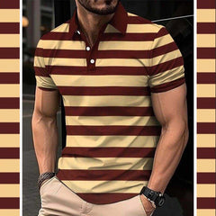 Imported 3D Stripe Printed Style Half-Sleeve Polo Summer Tshirt. MS3DP-108
