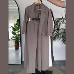 Long Trench Coat Style 2-Pcs Winter Co-Ord Set. WWTS-08