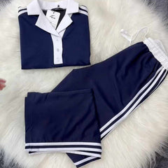 Contrast Collar Style Western 2-Pcs Summer Dry-Fit Tracksuit For Her. WSTS-01
