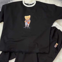 Black Bear Going Drop-Shoulder Style 2-Pcs Summer Dry-Fit Tracksuit For Her. WSTS-03