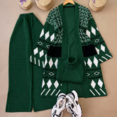 Long Printed Gown Style 3-Pcs Winter Co-Ord Suit. WWTS-27