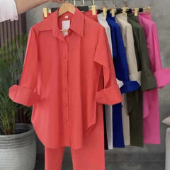 Turkish Shirt Style 2-Pcs Lawn Stiched Co-Ord Set.