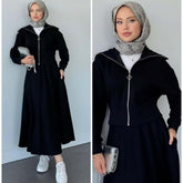 Drop Shoulder Short Jacket Skirt Style 2-Pcs Winter Co-Ord Set. WWTS-35