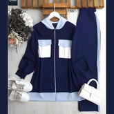 Front Cargo Pocket's Style Premium Quality Winter 2-Pcs Tracksuit For Her. WWTS-37