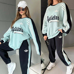 ADI Baggy Sweat Style Printed Premium Quality Winter 2-Pcs Tracksuit For Her. WWTS-30