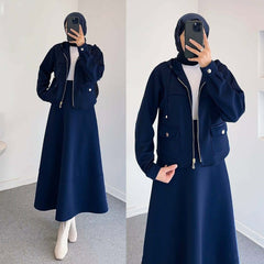 Zipper Hoodie & Skirt Style 2-Pcs Winter Co-Ord Set. WWTS-49