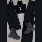 Cargo Style Premium Quality Winter 3-Pcs Co-Ord Set For Her. WWTS-32