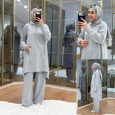High-Low Pull-Over Pocket Hooded Style 2-Pcs Winter Suit. WWTS-53