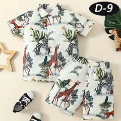 Giraffe Style All-Over 3D Printed 2-Pcs Summer Suit For Kids. D-9