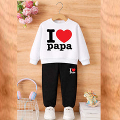 I Love PAPA Kids Sweat Style 2-Pcs Winter Tracksuit. KWTS-02