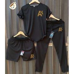 Black Ak-47 Printed Bundle Of 3 Dry-Fit Premium Quality Summer Suit.