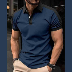 Dust-Blue Collar Style Contrast Shoulder Designer Summer Tshirt MSDTS-03