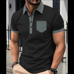 Black Collar Style Contrast Pocket Designer Summer Tshirt MSDTS-07