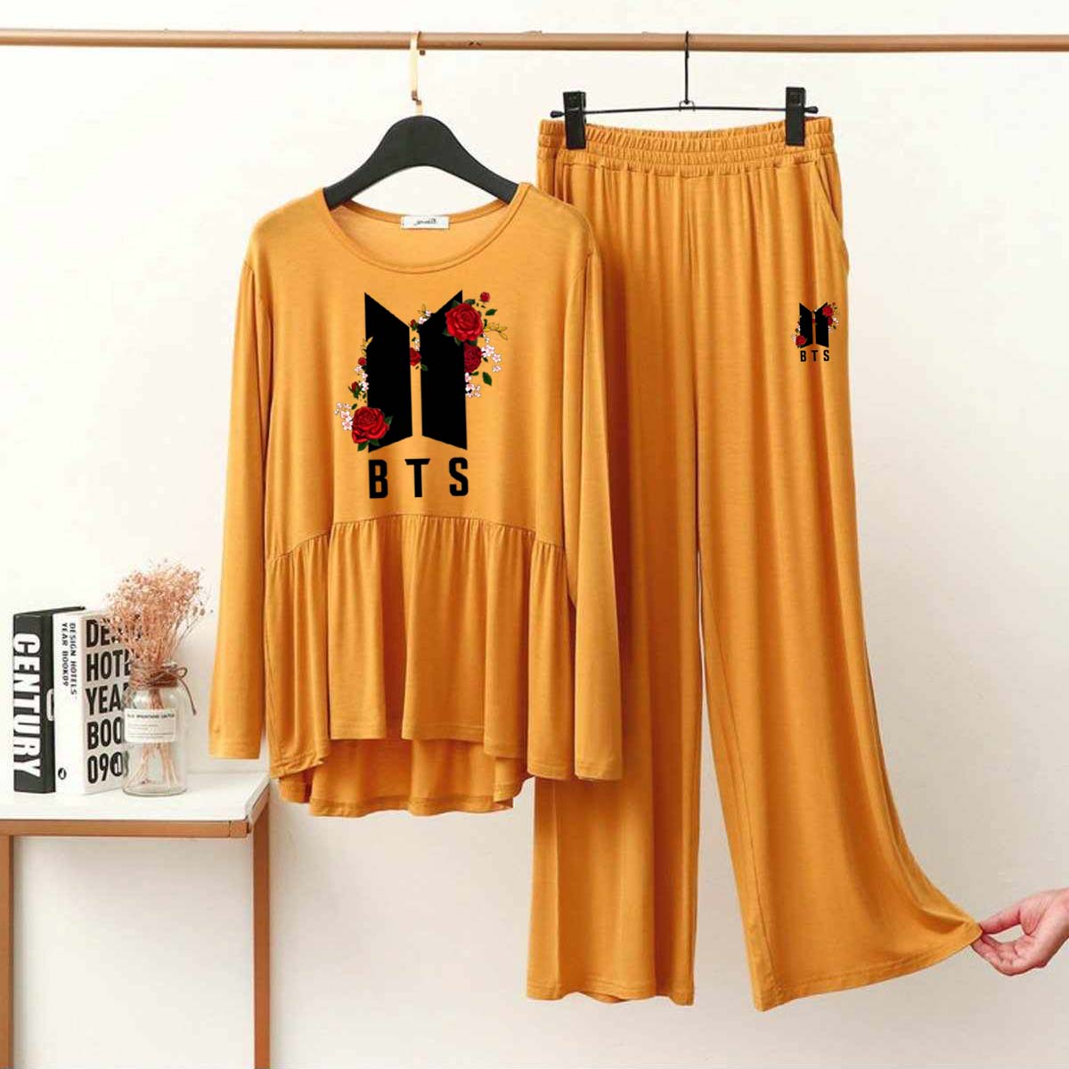 Peplum-Style Big-Printed 2-Pcs Lounge And Night Wear Suit. WLW-11