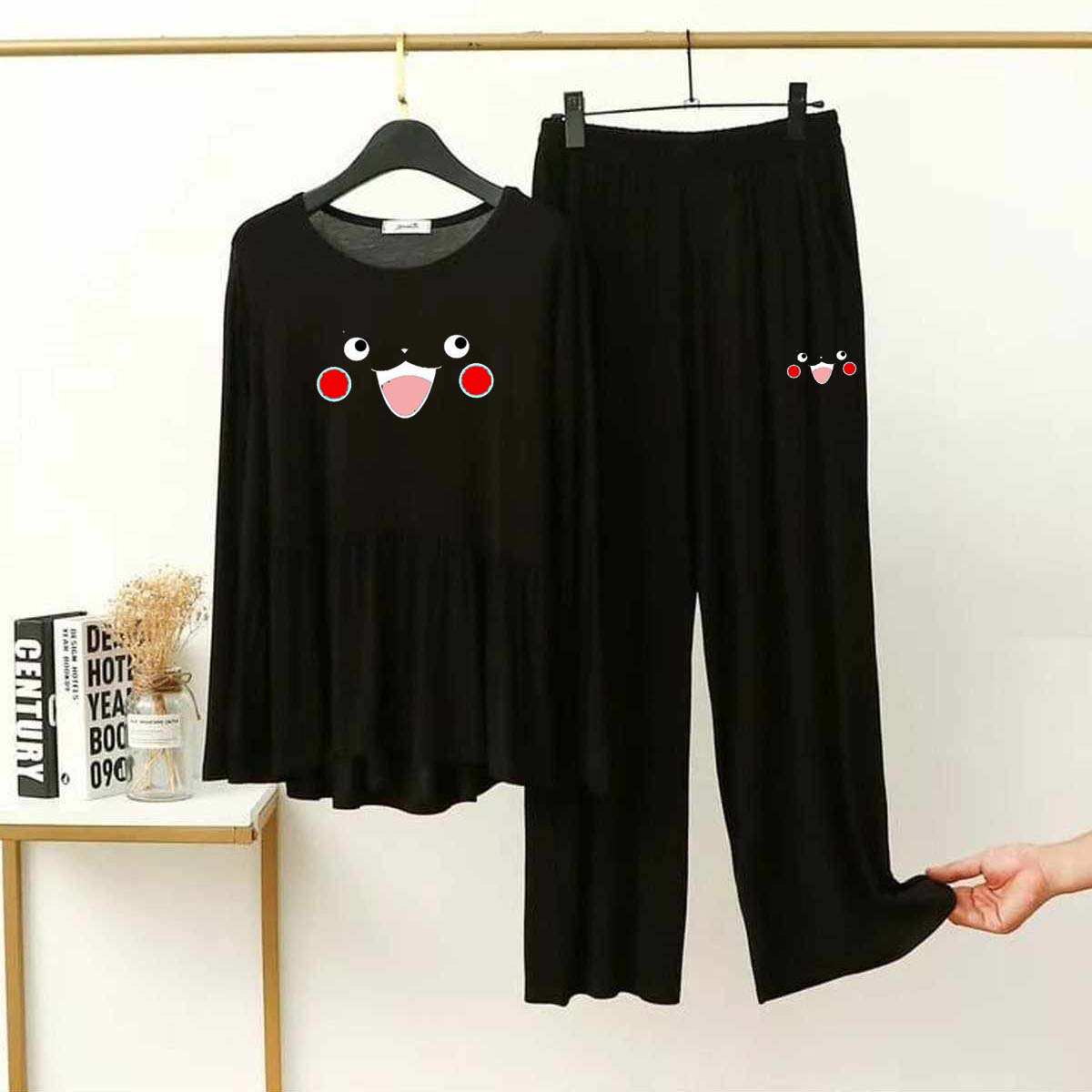 Peplum-Style Big-Printed 2-Pcs Lounge And Night Wear Suit. WLW-11