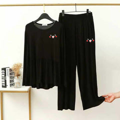 Peplum-Style Logo-Printed 2-Pcs Lounge And Night Wear Suit. WLW-11