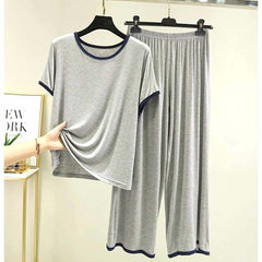 Contrast Tape-Style 2-Pcs Lounge And Night Wear Suit. WLW-07