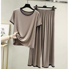 Contrast Tape-Style 2-Pcs Lounge And Night Wear Suit. WLW-07