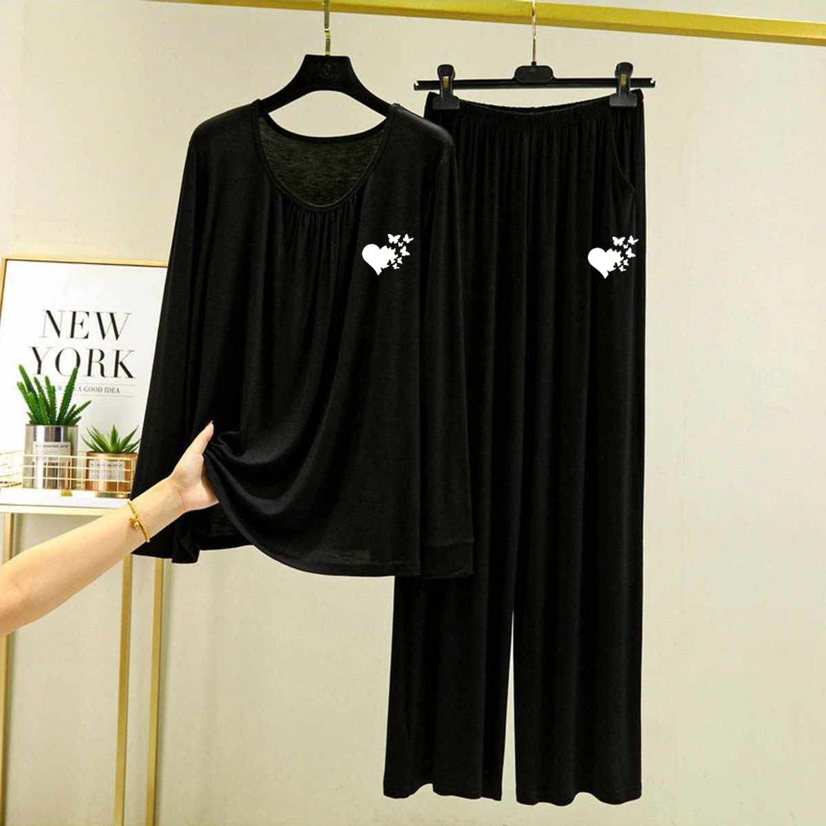 Neck Geadar-Style Logo-Printed 2-Pcs Lounge And Night Wear Suit. WLW-14