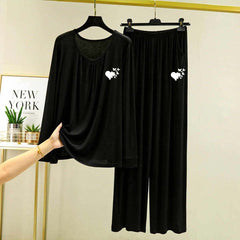 Neck Geadar-Style Logo-Printed 2-Pcs Lounge And Night Wear Suit. WLW-14