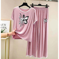 Contrast Tape-Style Big-Printed 2-Pcs Lounge And Night Wear Suit. WLW-07