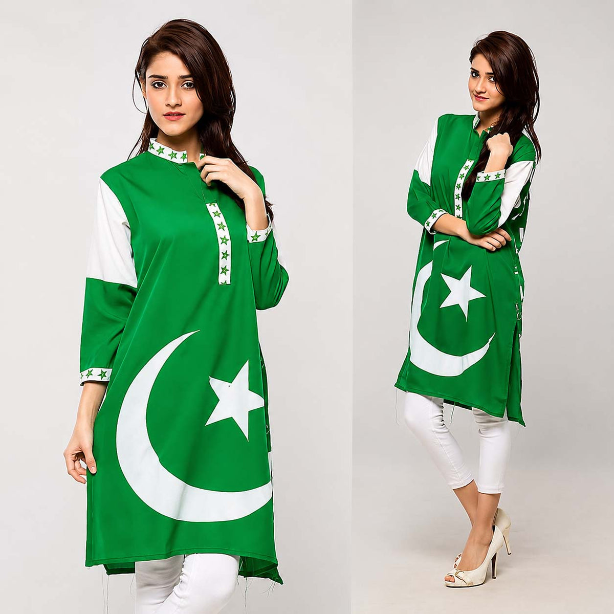 Green Flag 14-August Azadi Printed Stiched Kurti. V3