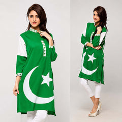 Green Flag 14-August Azadi Printed Stiched Kurti. V3
