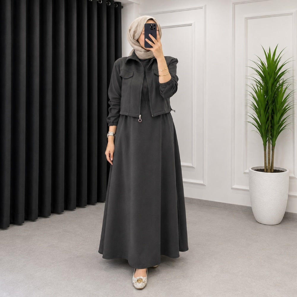 Drop Shoulder Short Jacket Maxi Style 2-Pcs Winter Co-Ord Set. WWTS-15 V3