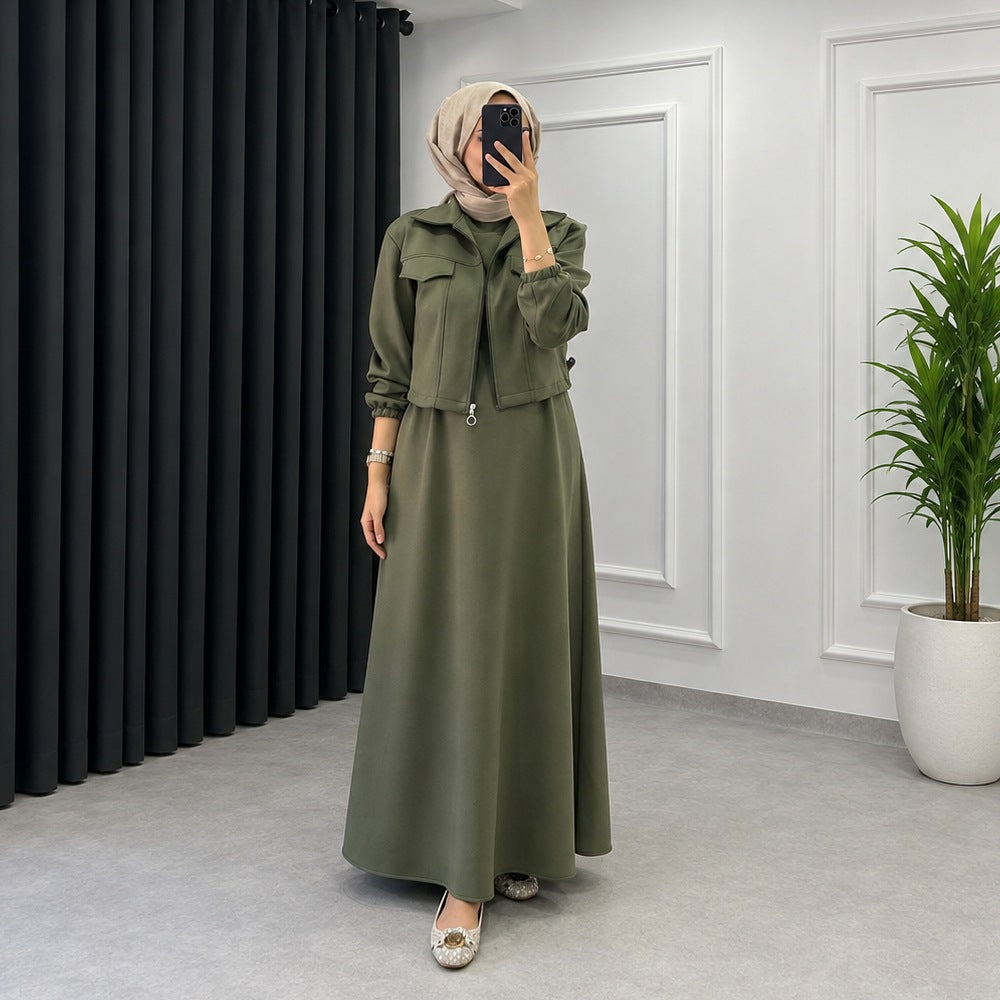 Drop Shoulder Short Jacket Maxi Style 2-Pcs Winter Co-Ord Set. WWTS-15 V3