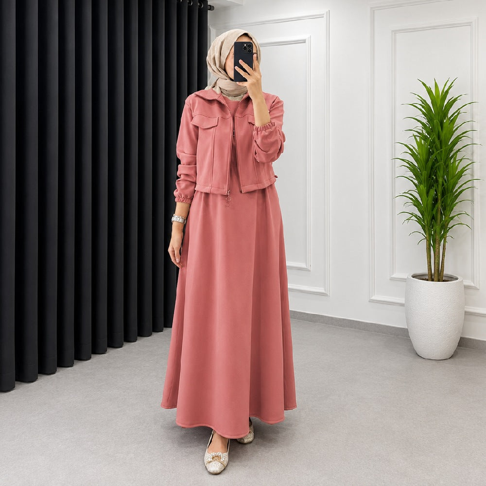Drop Shoulder Short Jacket Maxi Style 2-Pcs Winter Co-Ord Set. WWTS-15 V3