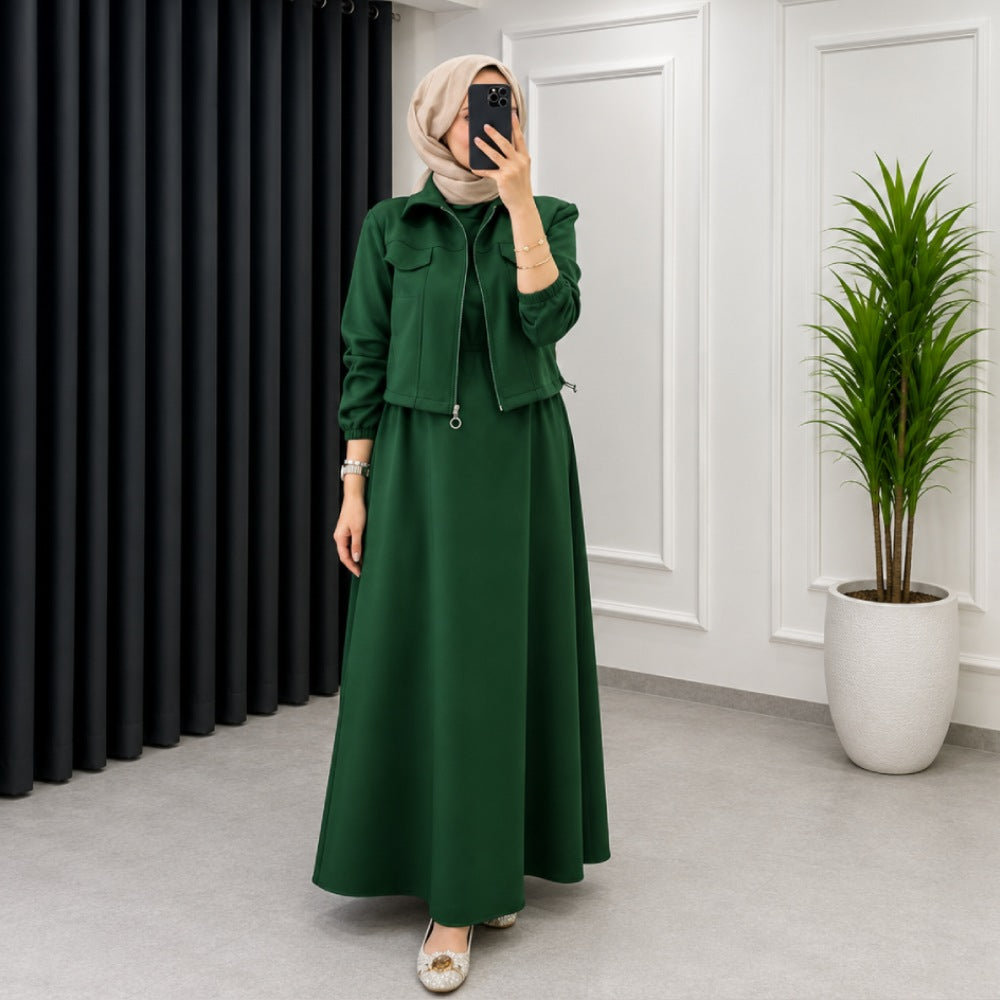 Drop Shoulder Short Jacket Maxi Style 2-Pcs Winter Co-Ord Set. WWTS-15 V3